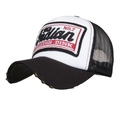 Casquette trucker en maille bicolore avec écusson brodé et visière effet vieilli - Noir