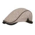 Men's casual grey U-shaped ivy cap with textured linen fabric and adjustable back strap - Light Coffee