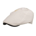 Cappello newsboy retrò beige con ricami floreali bianchi e tesa nera da donna - Bianco