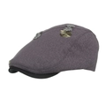 Berretto retrò viola con ricami floreali e tesa nera per donna elegante - grigio scuro
