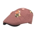 Berretto retrò rosso polvere con ricami floreali 3D e visiera nera stile vintage - Rosa