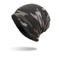 Bonnet camouflage d'hiver avec doublure en polaire noire chaude motif forêt - Camouflage Noir