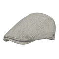 Classic grey herringbone flat cap with vintage pinstripe texture and side metal logo - Light Gray