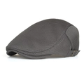 Men's breathable dark grey mesh newsboy cap with adjustable bronze metal buckle - Dark Gray