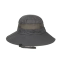 Dark grey breathable mesh sun hat with wide brim and adjustable chin strap for outdoors - Dark Gray