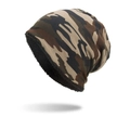 Bonnet tombant camouflage d'hiver avec doublure polaire chaude et motif tons de terre - Camouflage Café