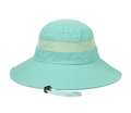 Mint green breathable mesh sun hat with Outdoors embroidery and adjustable wind string - Light Blue