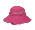 Breathable rose pink sun hat with wide brim, outdoor mesh panels and chin strap - Rose Red