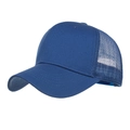 Classic dark blue trucker hat featuring breathable mesh back and curved brim for outdoor use - Blue