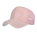 Pink trucker hat with shimmering AB rhinestones and breathable mesh back for women - Pink