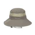 Grey breathable mesh sun hat with Outdoors embroidery and adjustable windproof strap - Khaki