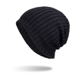 Berretto invernale in maglia blu scuro con trama a coste e fodera in pile caldo - Blu Notte