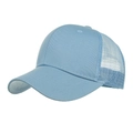 Classic sky blue mesh trucker hat with breathable curved brim for outdoor sun protection - Light Blue
