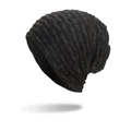 Gestreifte Strickmütze in Dunkelgrau für den Winter mit lässigem Beanie-Schnitt - Schwarz