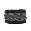 Winterlicher Strick-Halswärmer in Schwarz-Weiß mit flauschigem Kunstpelzbesatz - Schwarz