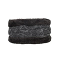 Winter thermal knit neck warmer with faux fur lining in brown and white melange - Black