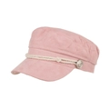 Pink fiddler cap for women with flat top and decorative white rope with anchor buttons - One Size / Pink