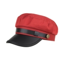 Gorra de repartidor roja con visera de cuero negro y botón metálico vintage - Talla única / Rojo