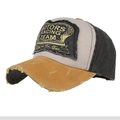Vintage color block baseball cap with Motors Racing Team patch and frayed details - Black/Yellow