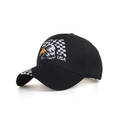 Detail of embroidered eagle, checkered pattern and USA logo on black baseball cap - Black