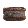 Winter-Rundschal mit braunem Kunstvlies-Futter und texturiertem grauem Strickstoff - Khaki
