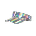 Holographic laser sun visor hat with metallic rainbow finish for outdoor activities - Silver