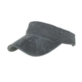 Classic dark grey washed cotton sun visor hat with adjustable open top design - Black