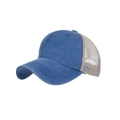 Ρυθμιζόμενο καπέλο trucker από μπλε denim και μπεζ δίχτυ με καμπυλωτό γείσο για τον ήλιο - Μπλε