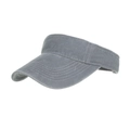 Classic mid-grey washed cotton sun visor hat with adjustable open top and white stitching - Gray