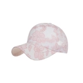 Damen Baseballkappe in Weiß mit rosa Blumenstickerei aus Spitze und gebogenem Schirm - Rosa
