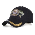 Broderie détaillée d'aigle marin et de feuilles de laurier dorées sur casquette noire - Noir