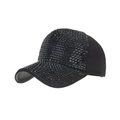 Sparkly black baseball cap with full rhinestone embellishments for outdoor sun protection - Black