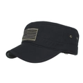 Schwarze Cadet-Mütze aus Baumwolle mit USA-Flaggenstickerei und Metallösen für Belüftung - Schwarz