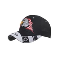 Schwarze Baseballkappe aus Baumwolle mit Adler- und USA-Flaggenstickerei und Sternen - Schwarz