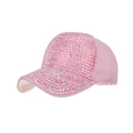 Fashionable pink baseball cap with sparkling colorful rhinestones and curved brim - Pink