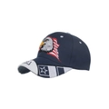Dunkelblaue Baseballkappe mit Adler-Stickerei und USA-Flaggen-Detail am Schirm - Marineblau