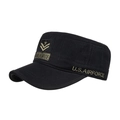 Gorra militar negra de copa plana con bordado dorado de la Fuerza Aérea de EE. UU. - Negro