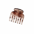 Minimalist amber brown translucent hair claw clip with matte finish and durable metal spring - Bulk Packaging / 4cm Double Claw-Two-tone Reddish Brown