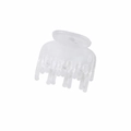 Minimalist 4cm clear plastic hair claw clip for women with frosted matte finish - Bulk Packaging / 4cm Double Claw-Two-tone White