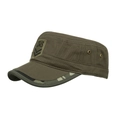 Olive green military patrol cap with US embroidery and camo trim on the brim - Army Green