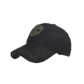 Gorra de béisbol de algodón negro con emblema de estrella bordado y costuras oliva en contraste - Negro