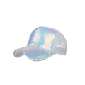 Casquette de baseball blanche avec paillettes irisées et empiècements en mesh pour protection solaire - Blanc