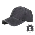 Casquette baseball en coton délavé gris anthracite avec ouverture pour queue de cheval et boucle - Réglable / Noir
