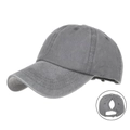 Casquette de baseball en coton lavé gris vintage avec ouverture pour queue de cheval - Réglable / Gris
