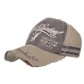 Casquette de baseball en coton vieilli avec lettrage brodé en couleurs marron et gris - Réglable / Kaki