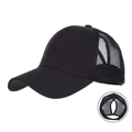 Schwarze Ponytail-Baseballkappe mit Mesh-Rückseite und funktionaler Haaröffnung - Schwarz