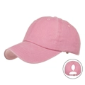 Pink washed cotton ponytail baseball cap with adjustable metal buckle for women - Adjustable / Pink