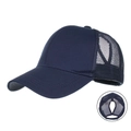 Marineblaue Ponytail-Baseballkappe mit atmungsaktivem Netz und Klettverschluss - Marineblau