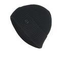 Bonnet en maille côtelée noire classique avec écusson Fashion élégant pour l'hiver - Noir