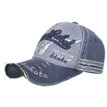 Casquette de baseball en coton délavé bleu marine et gris avec broderie Rock Rebel - Réglable / Bleu Marine